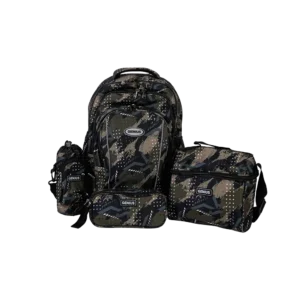 Genius 16in beige & black 3 zippers backpack set