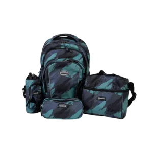 Genius 16in blue camo brush design 3 zippers backpack set