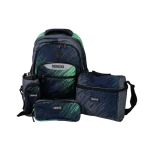 Genius 18in aqua & navy blue 4 zippers aqua backpack set