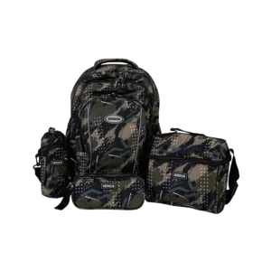 Genius 18in beige & black 4 zippers backpack set