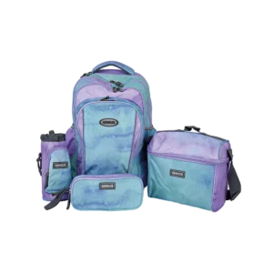Genius 18in blue & purple 4 zippers backpack set