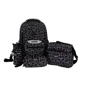 Genius 18in teddy design 4 zippers black backpack set