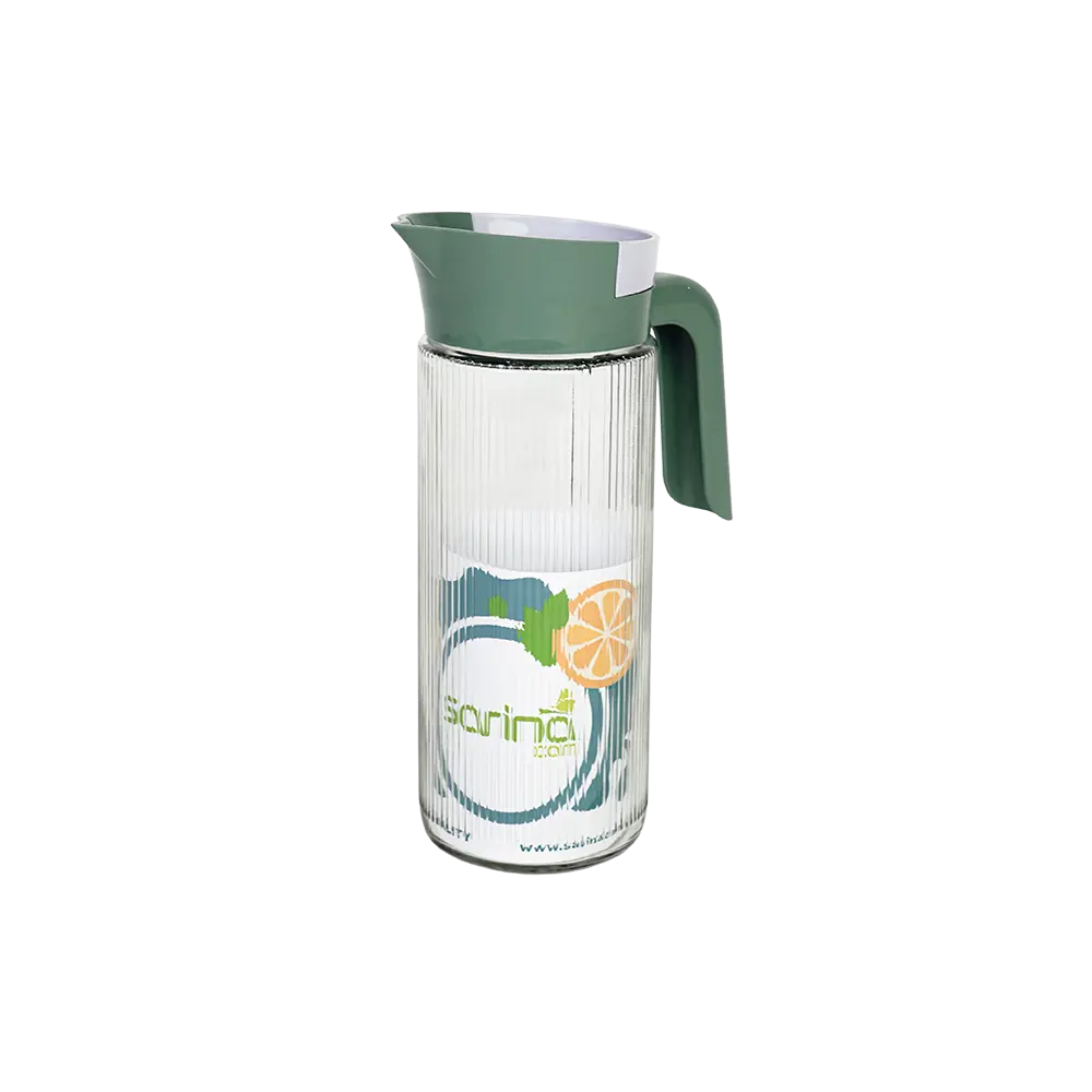 Glass-1.5L-Ribbed-Design-Jug-with-Green-Lid-&-Handle Glass 1.5l ribbed design jug with green lid & handle