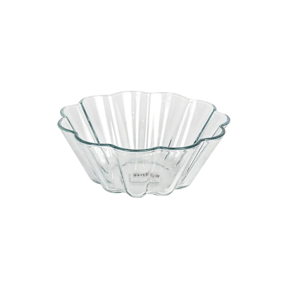 Glass 20x10cm flower shaped pyrex oven bowl