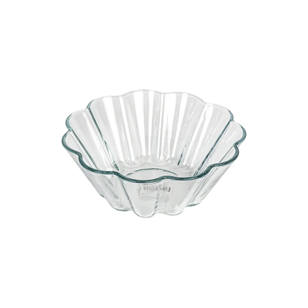 Glass 20x10cm flower shaped pyrex oven bowl1