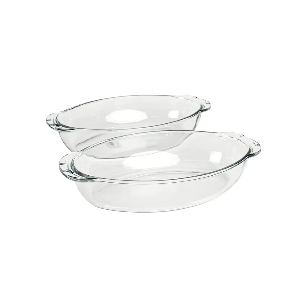 Glass 2pcs oval 35x16x15cm pyrex oven dish1