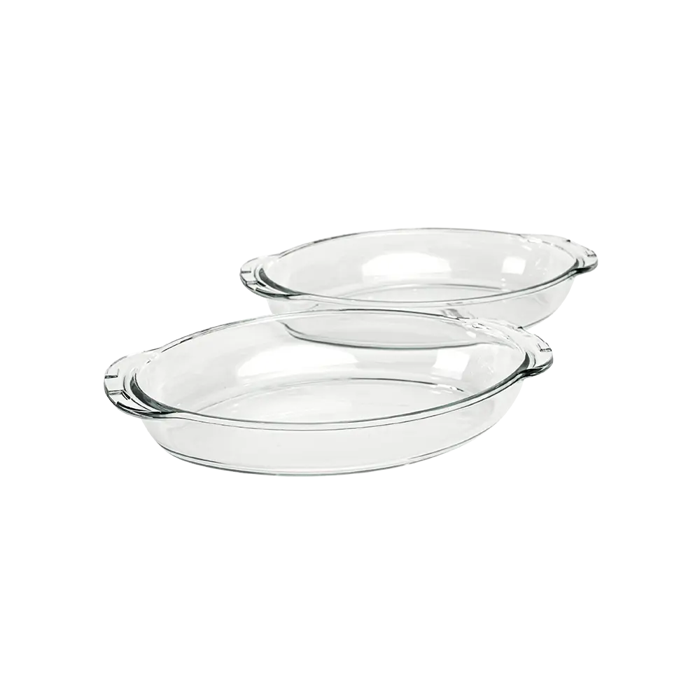 Glass 2pcs pyrex 35x16x10cm oval shaped oven dish1