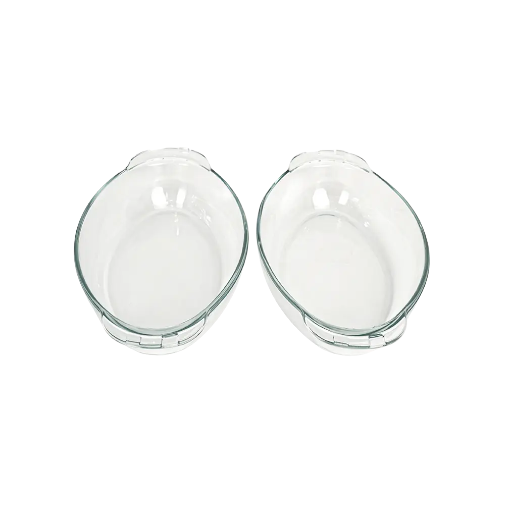 Glass 2pcs pyrex 35x16x10cm oval shaped oven dish2