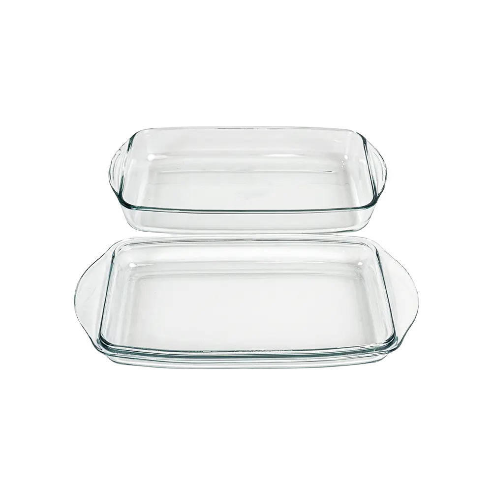 Glass 2pcs pyrex 35x20x10cm rectangular oven dish with lid1