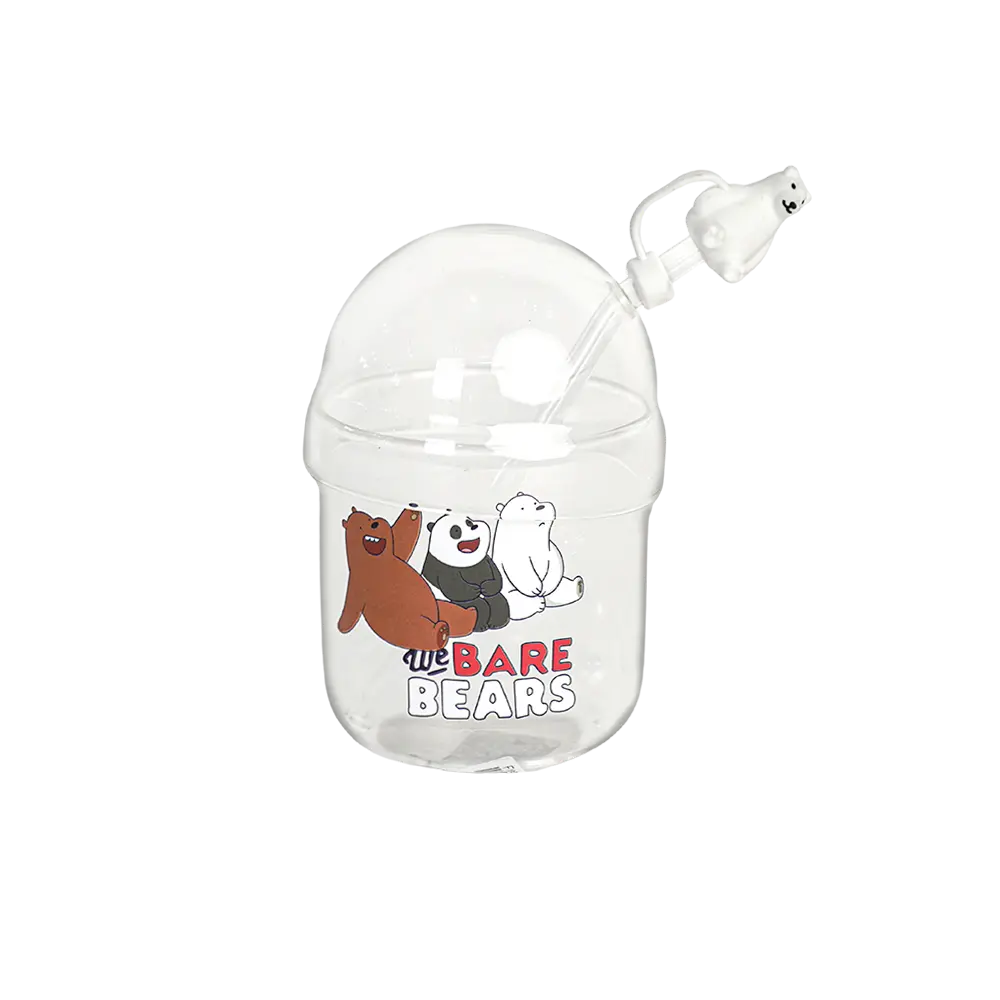 Glass 3 bears design mug with lid & straw