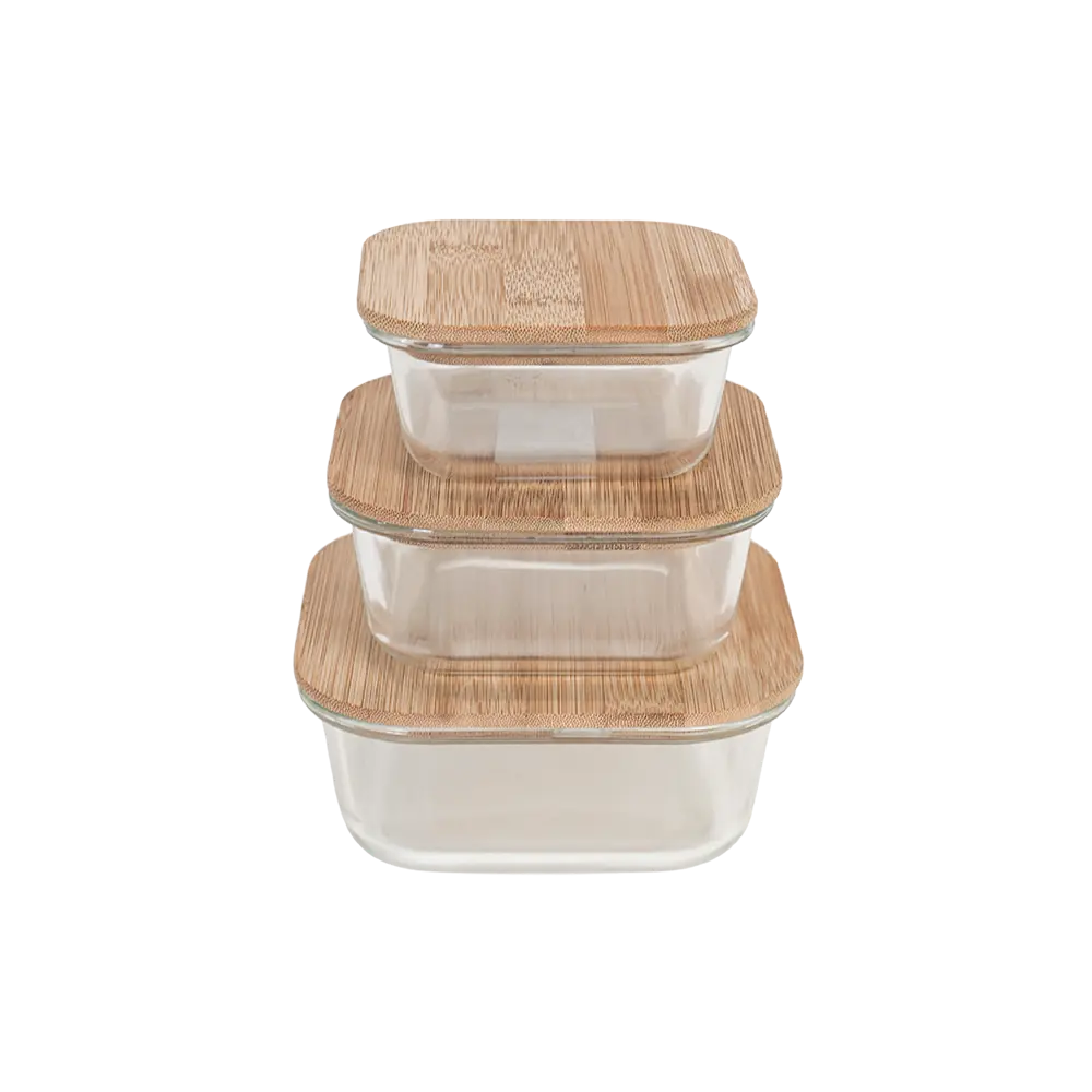 Glass-3pcs-Square-Storage-Box-Set-with-Wooden-Lid Glass 3pcs square storage box set with wooden lid