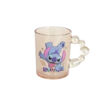 Glass bronze transparet blue stitch design mug with bubble handle