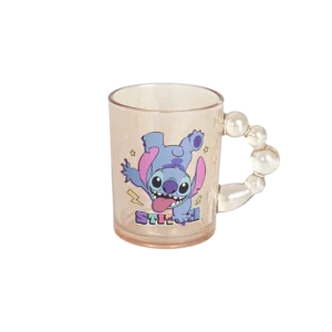 Glass bronze transparet blue stitch design mug with bubble handle