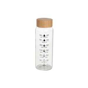 Glass medium water bottle with wodeen lid