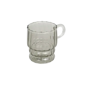 Glass ribbed design black mug with handle