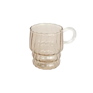 Glass ribbed design bronze mug with handle