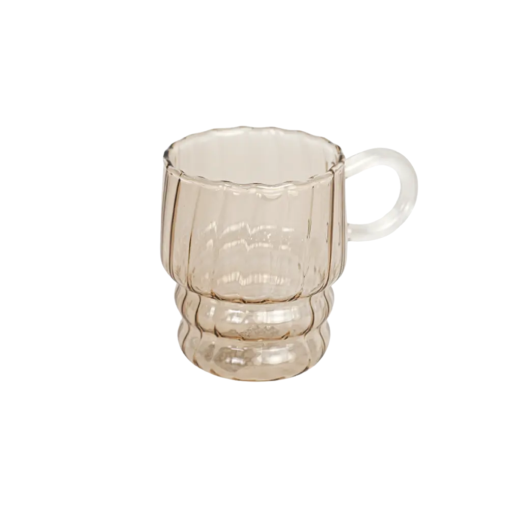 Glass ribbed design bronze mug with handle