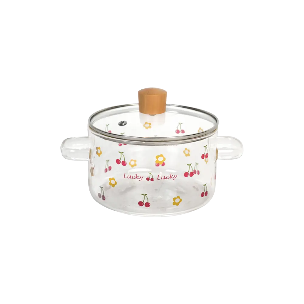 Glass-Transparent-Cherry-Design-Small-Cooking-Pot Glass transparent cherry design small cooking pot