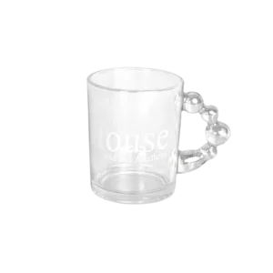 Glass transparet mug with bubble handle