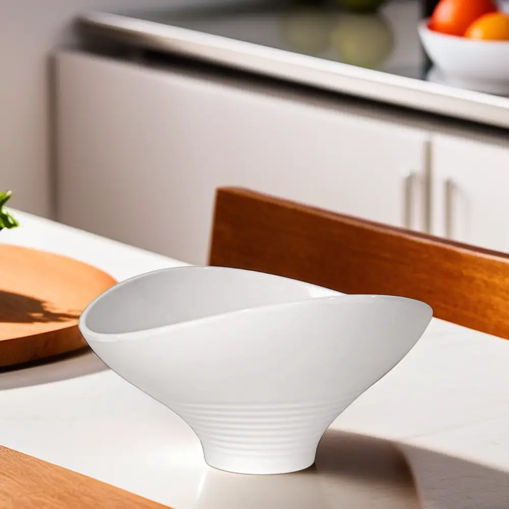 Melamine 21.5x18x10.5cm white oval serving bowl1