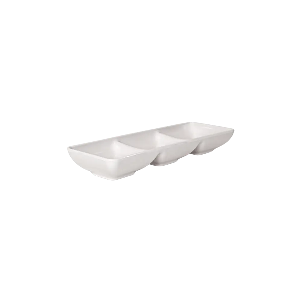 Melamine 26.5x9x3.7cm white 3 compatments sauces