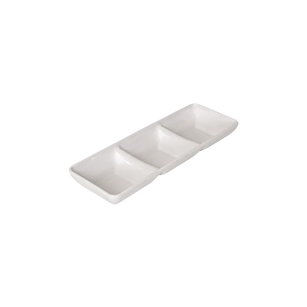 Melamine 26.5x9x3.7cm white 3 compatments sauces2