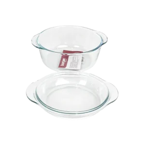 Pasabahce 2pcs glass 18x12cm pyrex round oven dish1