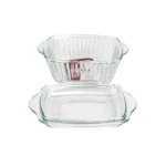 Pasabahce 2pcs glass 20x16x8cm pyrex ribbed design oven dish with lid1