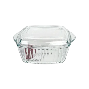 Pasabahce glass 2pcs pyrex ribbed design oven dish with lid