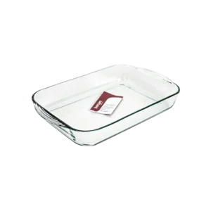 Pasabahce glass 40x25x6cm rectangular pyrex oven dish with red lid1