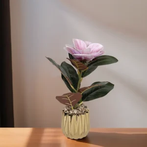 Pink flower 7x17cm with golden geometric design vase1