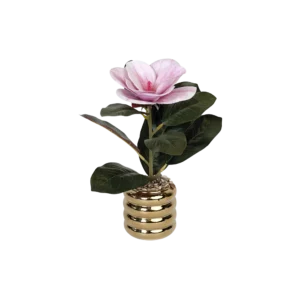 Pink flower 7x17cm with golden vase