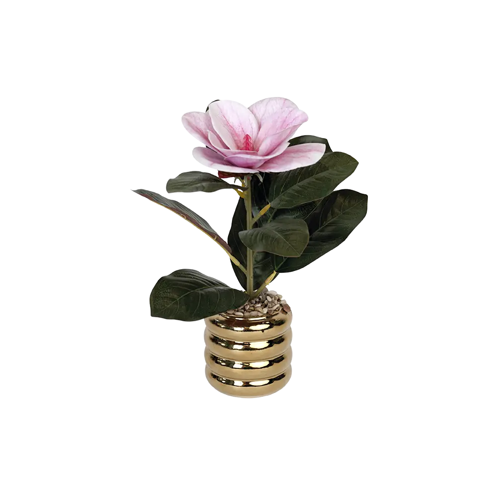 Pink-Flower-7x17cm-with-Golden-Vase Pink flower 7x17cm with golden vase