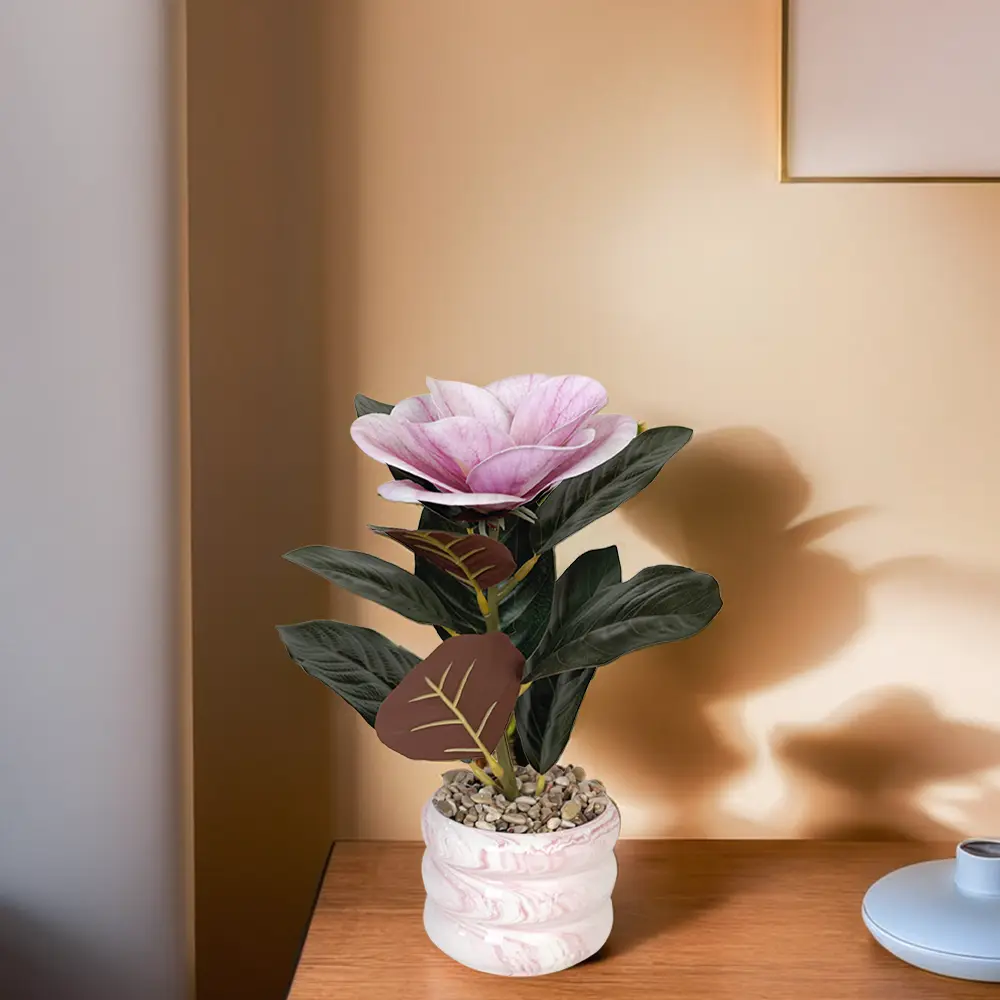 Pink flower 7x17cm with porcelain pink vase1