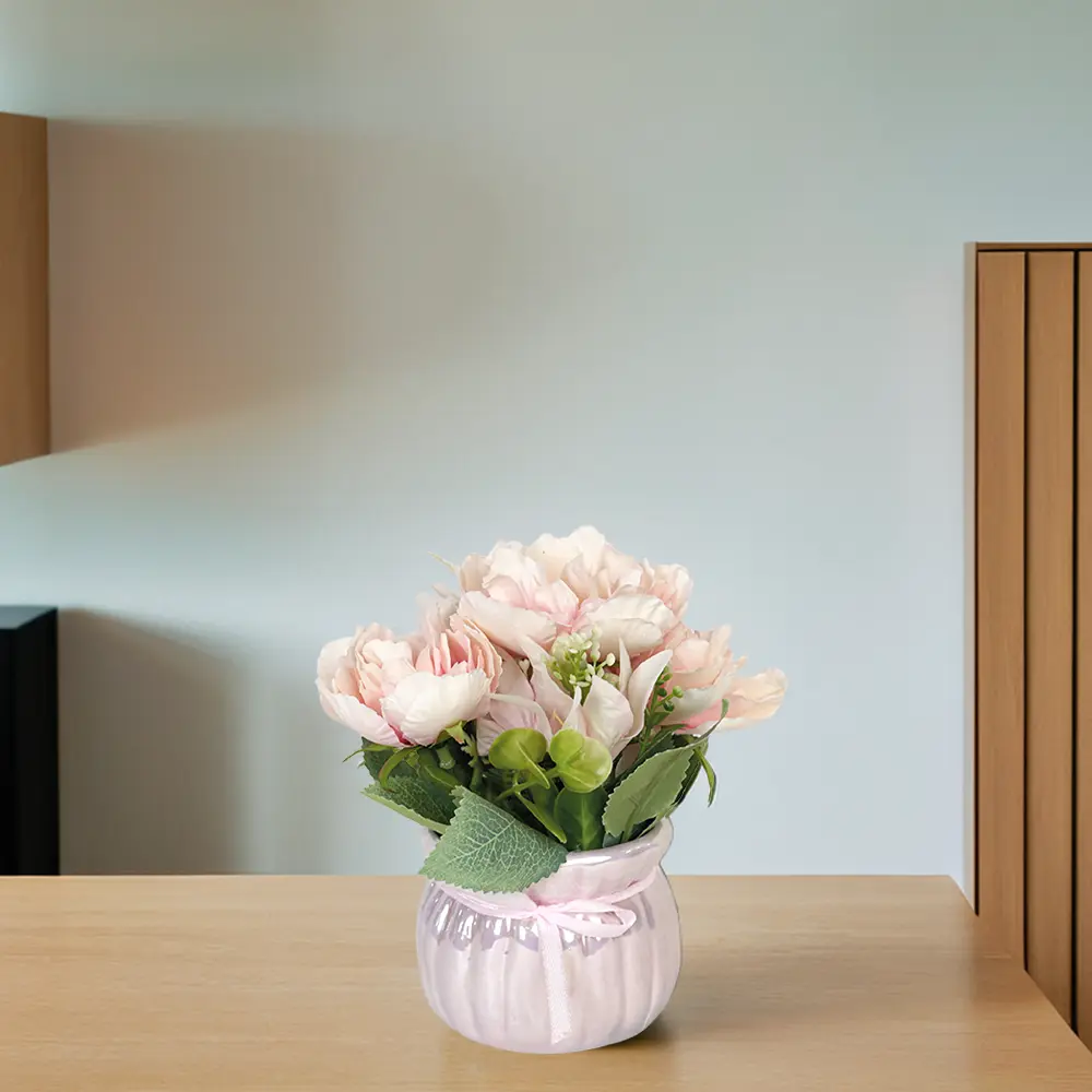 Pink flower 8x18cm with pink porcelain vase1