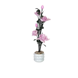 Pink flower 8x45cm with porcelain blue vase