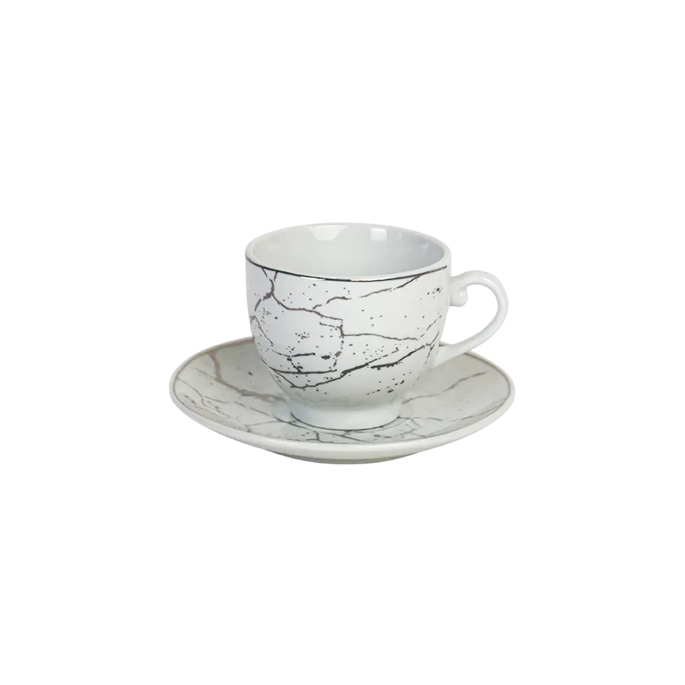 Porcelain 12pcs marbled design coffee cups with saucer
