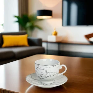 Porcelain 12pcs marbled design coffee cups with saucer1