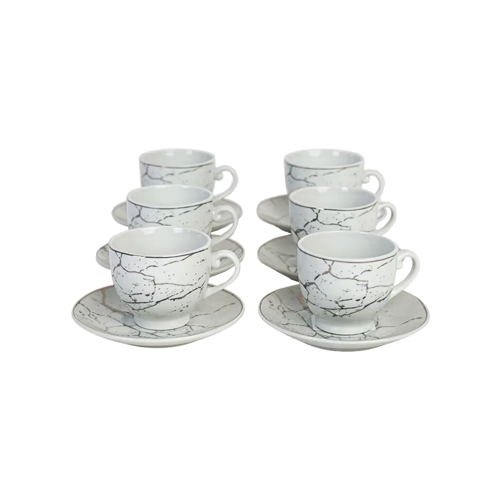 Porcelain 12pcs marbled design coffee cups with saucer2