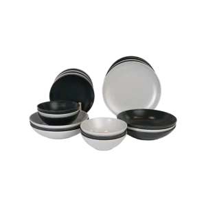 Porcelain 24pcs grey & black dinner set