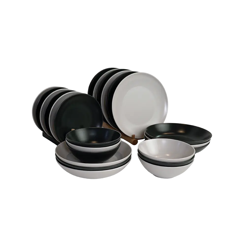 Porcelain 24pcs grey & black dinner set1