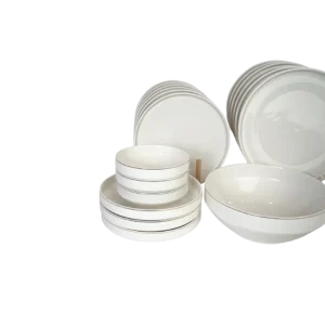 Porcelain 26pcs white dinner set with golden rim1
