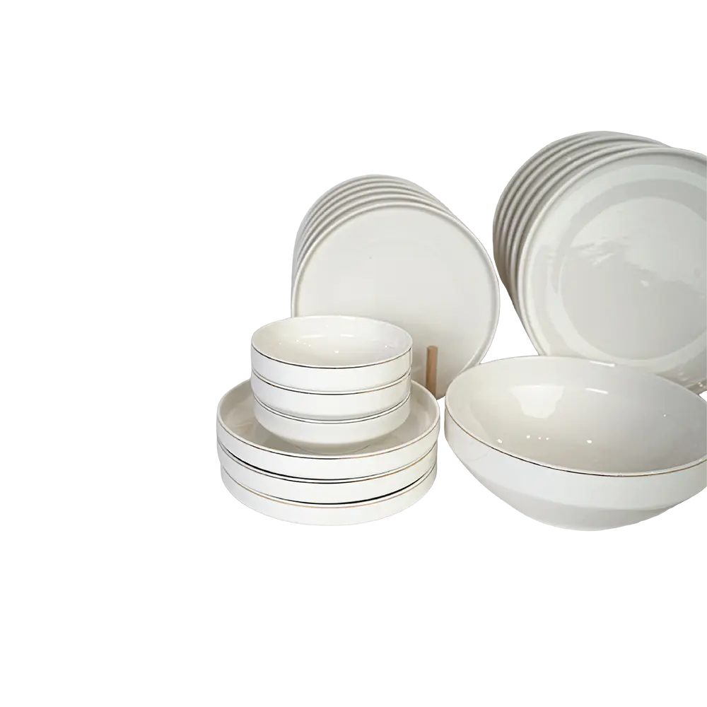 Porcelain 26pcs white dinner set with golden rim1