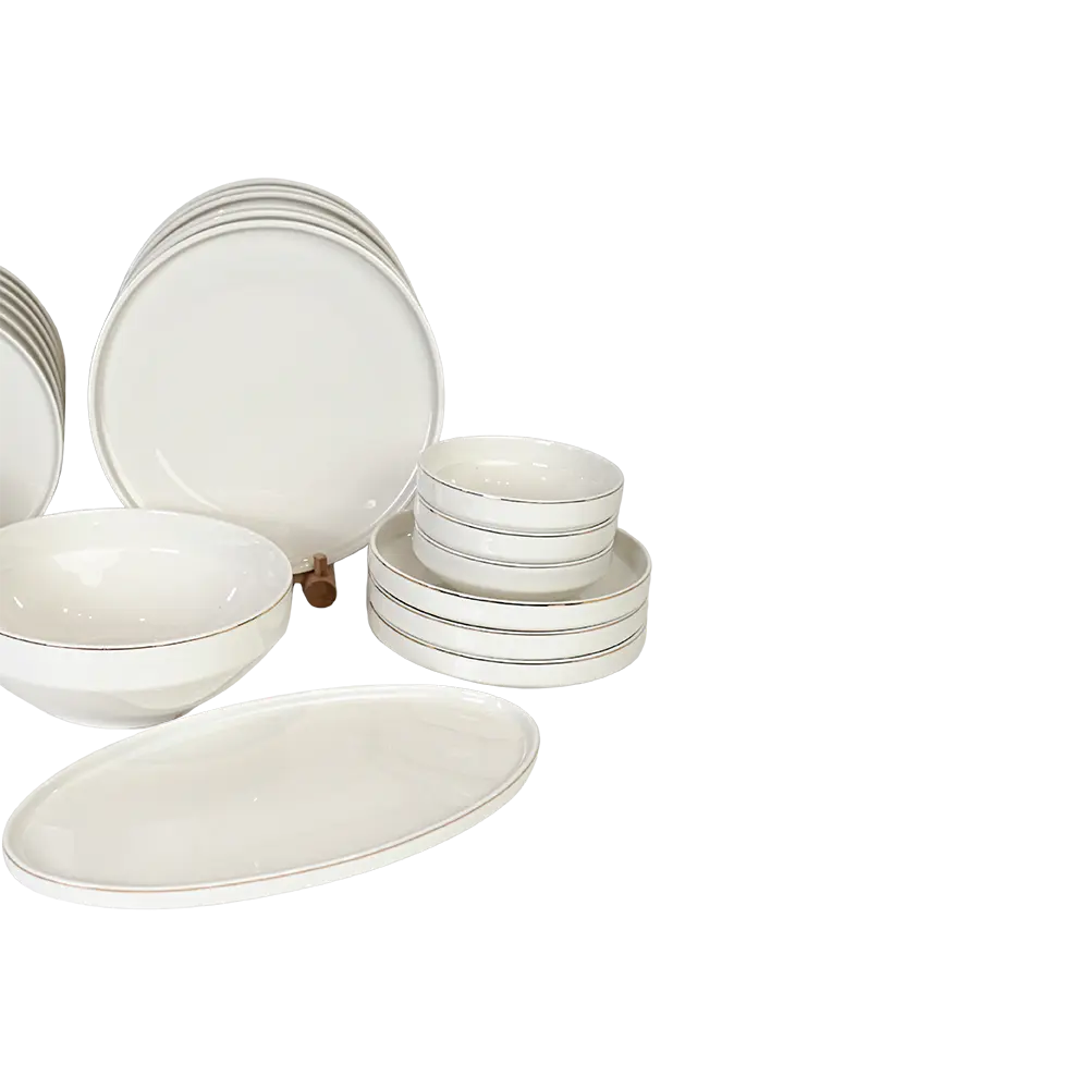 Porcelain 26pcs white dinner set with golden rim2