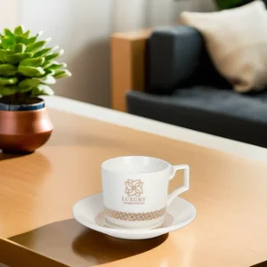 Porcelain 6pcs luxury design white coffee cups with saucer1