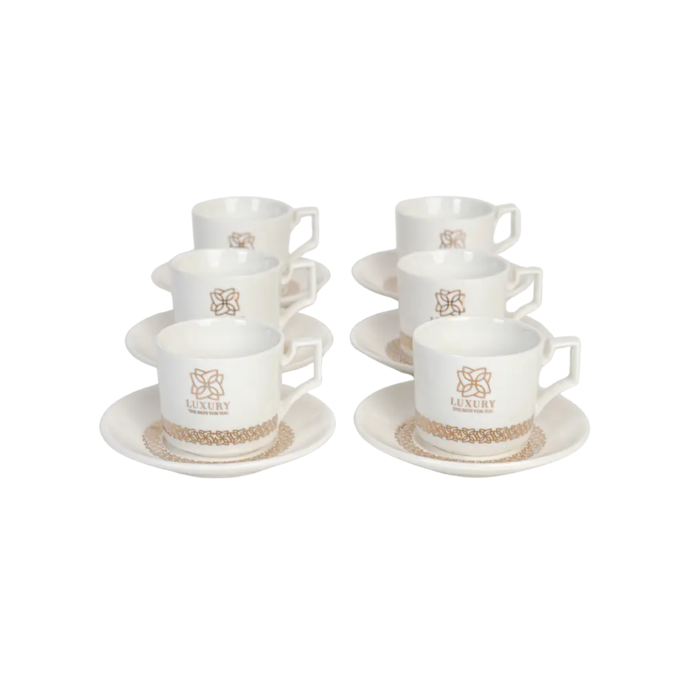 Porcelain 6pcs luxury design white coffee cups with saucer2