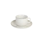 Porcelain 6pcs ribbed design white & gold coffee cups