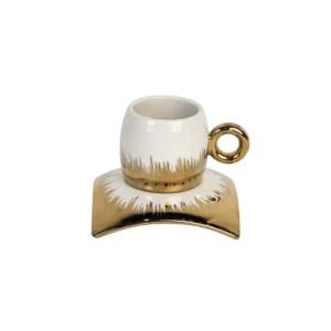 Porcelain 6pcs white & gold coffee cups with saucer