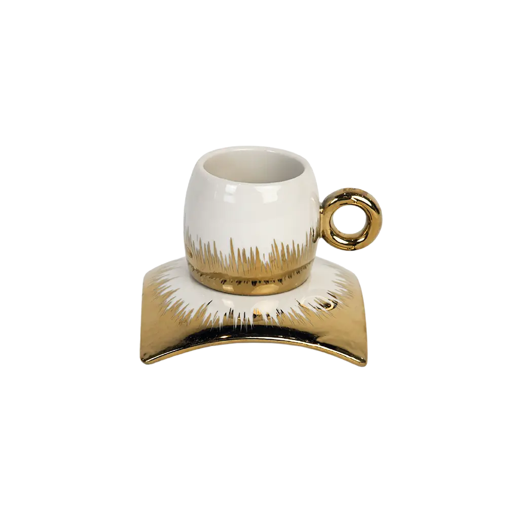 Porcelain-6Pcs-White-&-Gold-Coffee-Cups-with-Saucer Porcelain 6pcs white & gold coffee cups with saucer
