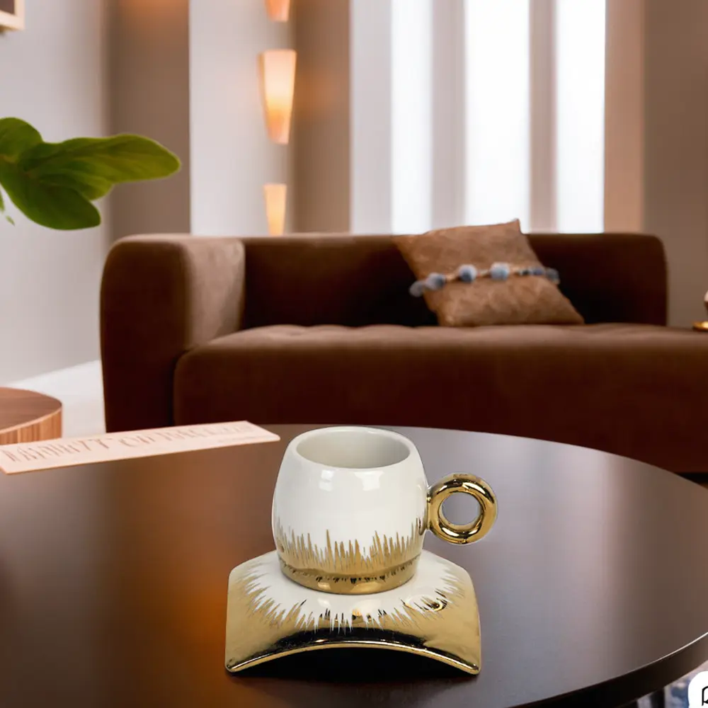 Porcelain-6Pcs-White-&-Gold-Coffee-Cups-with-Saucer1 Porcelain 6pcs white & gold coffee cups with saucer1